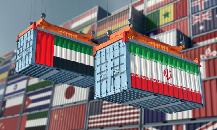 The annual container traffic between Jebel Ali Port (located in the UAE) and Bandar Abbas Port (in Iran) 